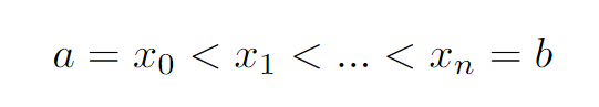 Diagram of partitioning the interval