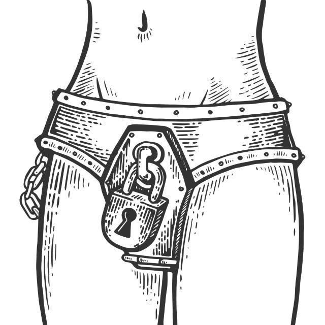 Historical depiction of chastity belts