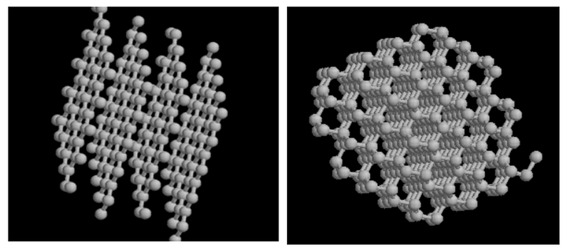 Visual representation of carbon structures in graphite and diamond