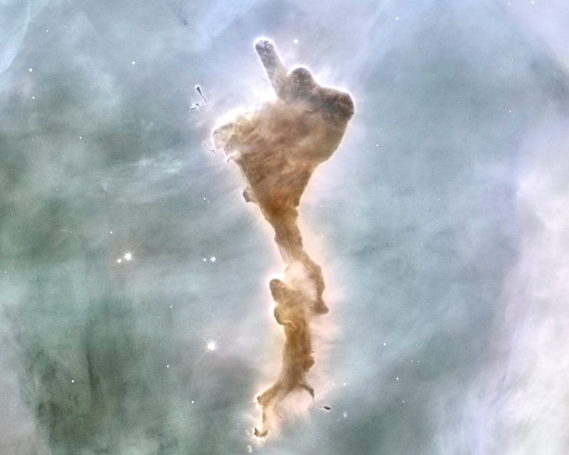 The "Finger of God": a molecular cloud linked to the Carina Nebula