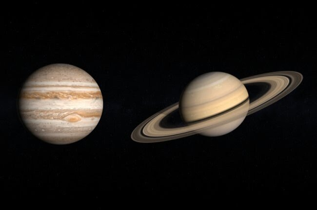 Gas giants Jupiter and Saturn