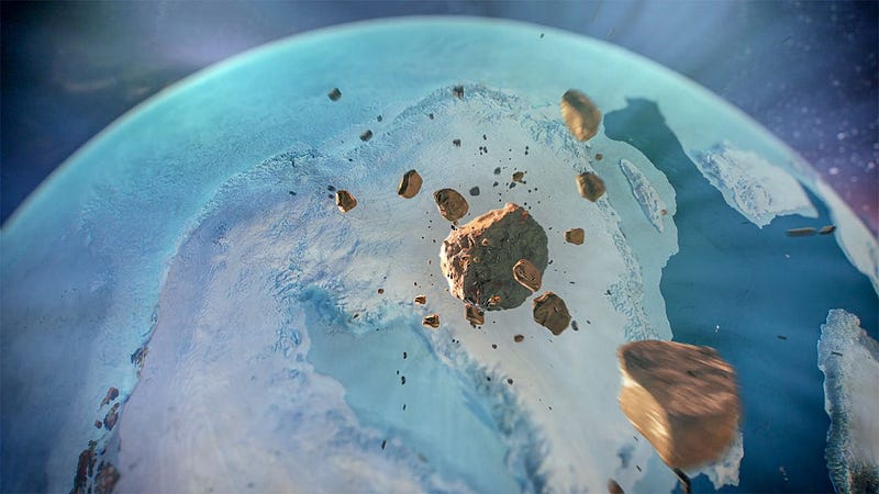 ALH84001 meteorite on Antarctic ice