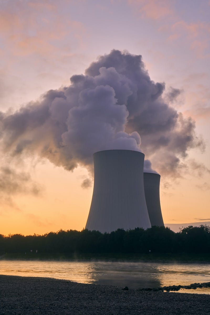 Aerial view of a nuclear power plant