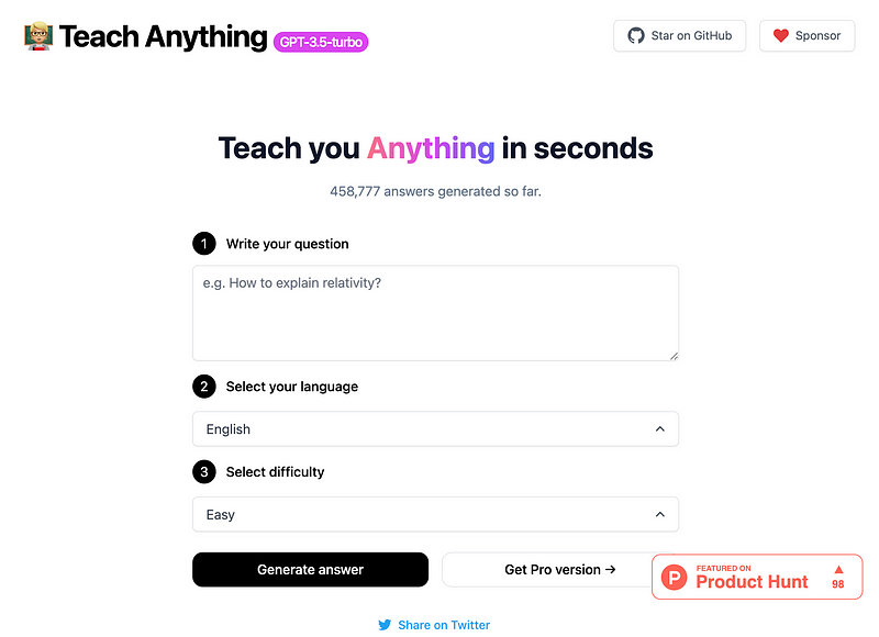 Teach Anything - AI Answer Tool