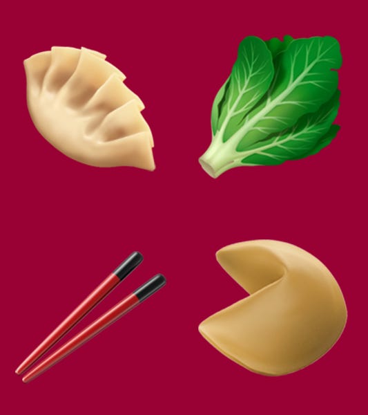 Collection of new emojis including dumpling