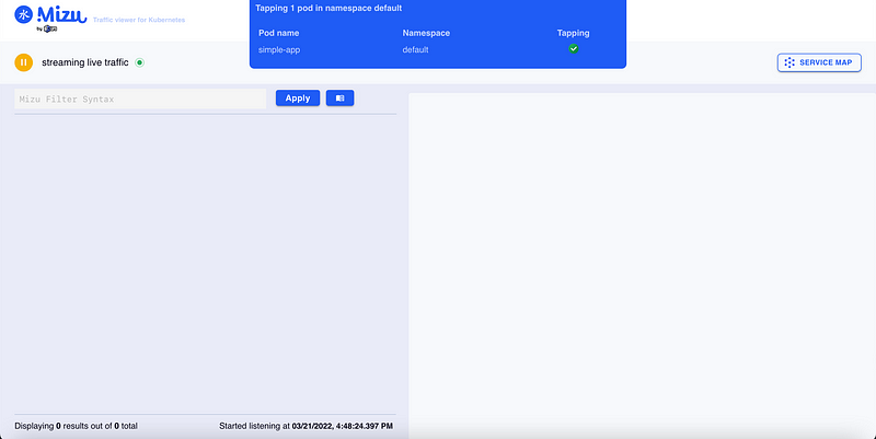 Mizu traffic monitoring interface