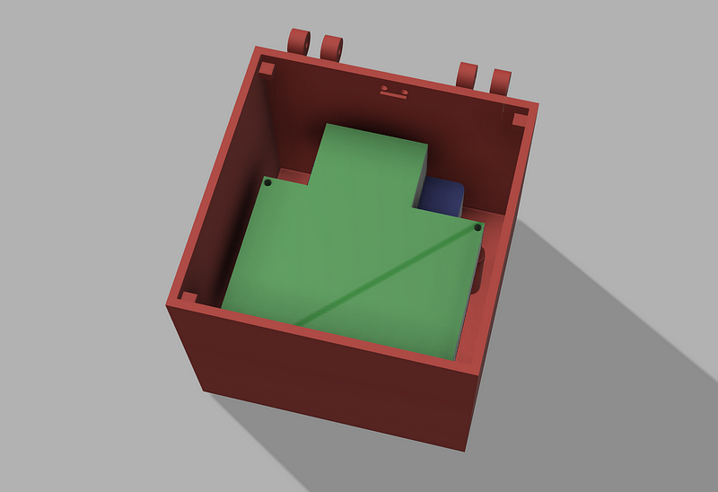 3D model of the box design in Fusion 360.