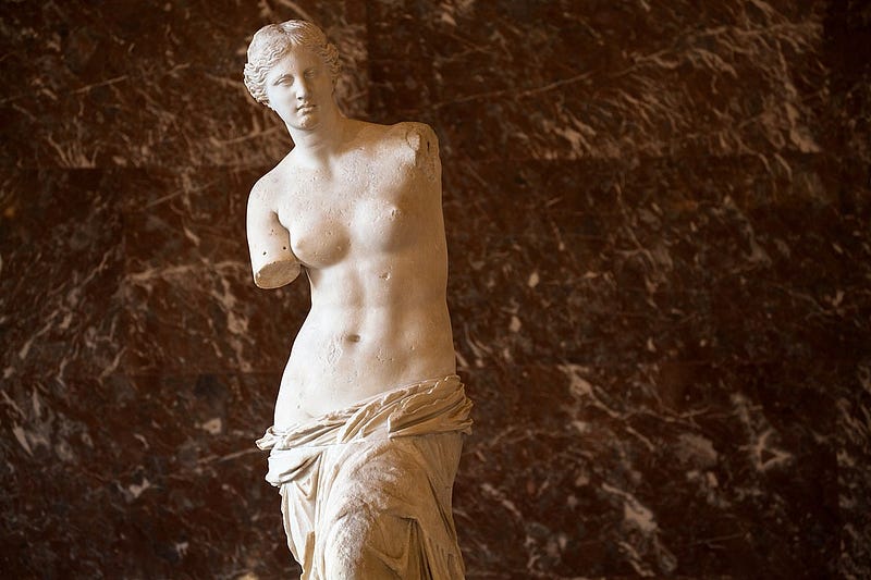 An ancient sculpture representing the beauty of human form.