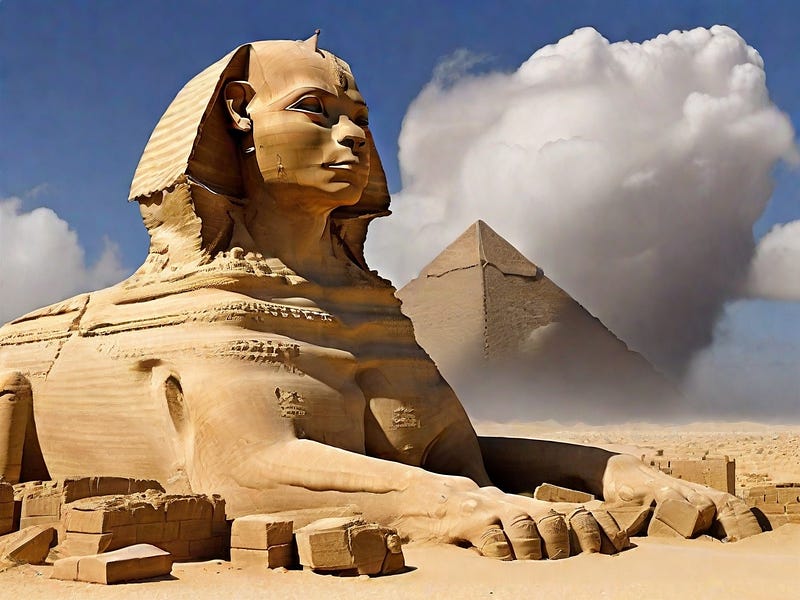 The Great Sphinx's majestic form against the Giza Plateau