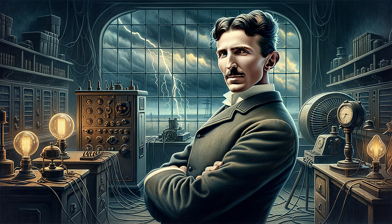 Nikola Tesla in his early years, a visionary inventor.