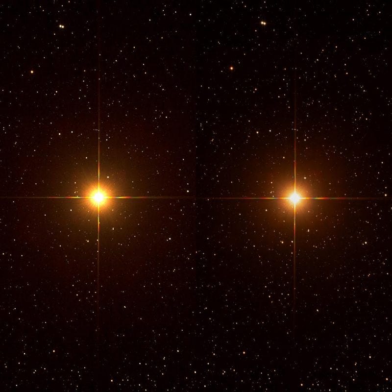 Comparison images of Betelgeuse showing brightness changes