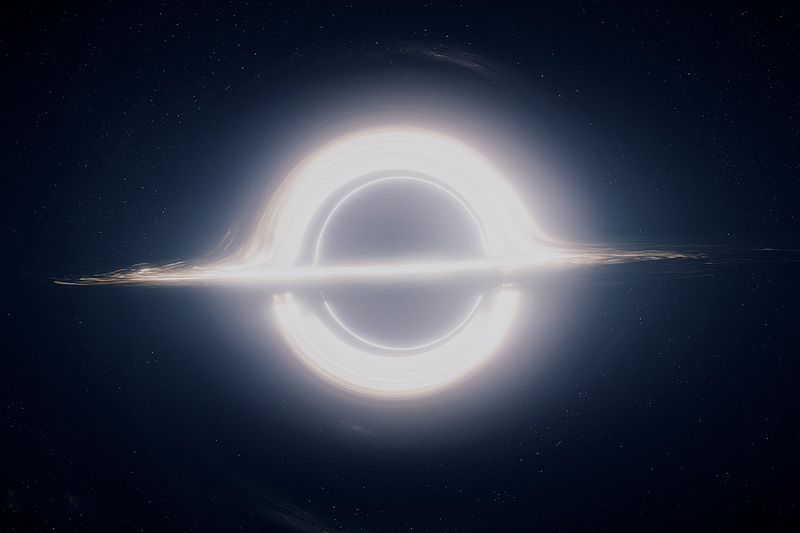 Artistic representation of a black hole's light bending