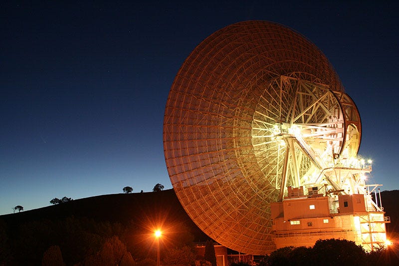 The DSS43 radio telescope in Australia