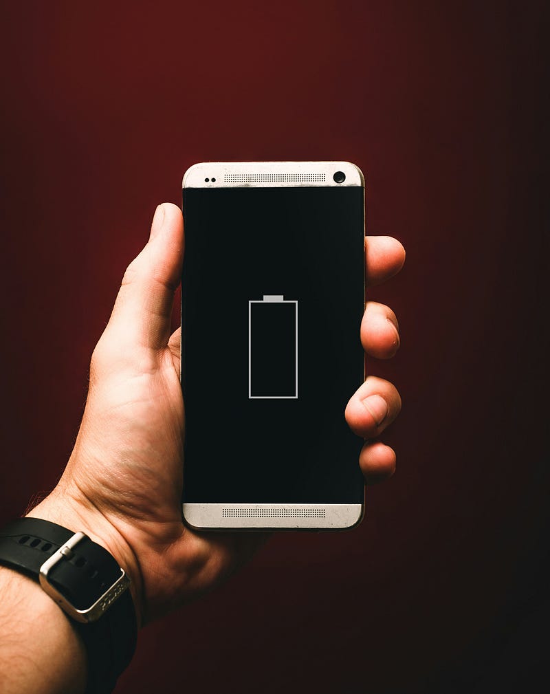 Phone battery icon indicating low charge