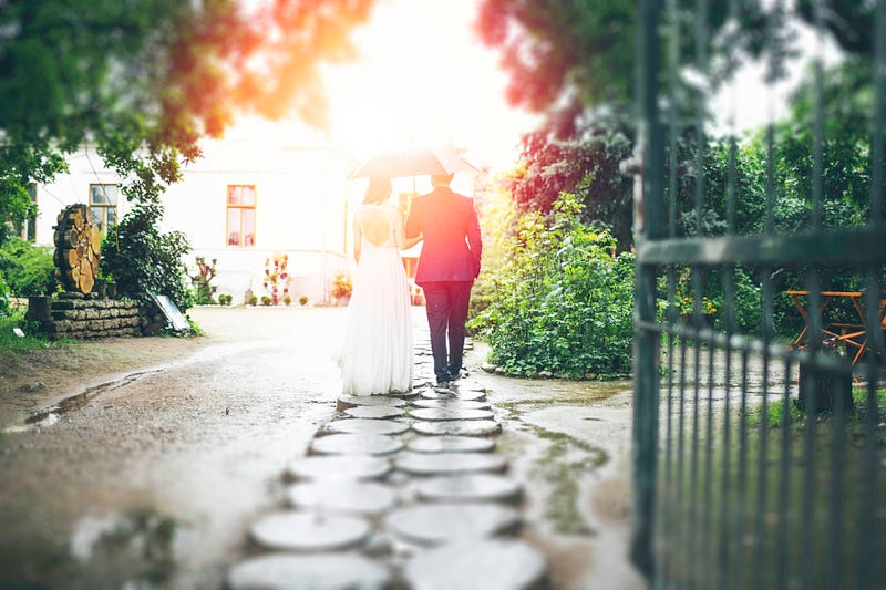 A couple celebrating their wedding day